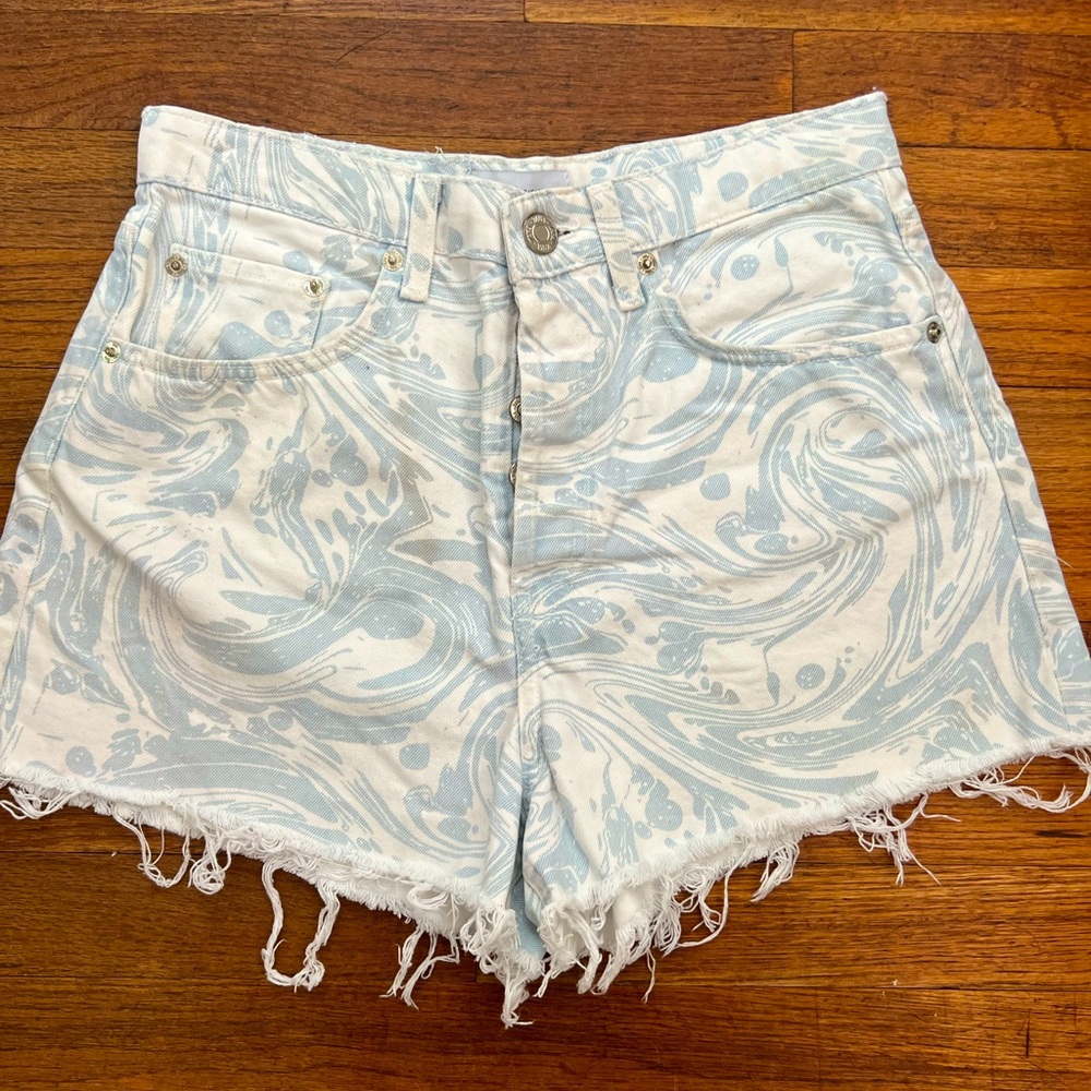 Zara marble swirl denim shorts